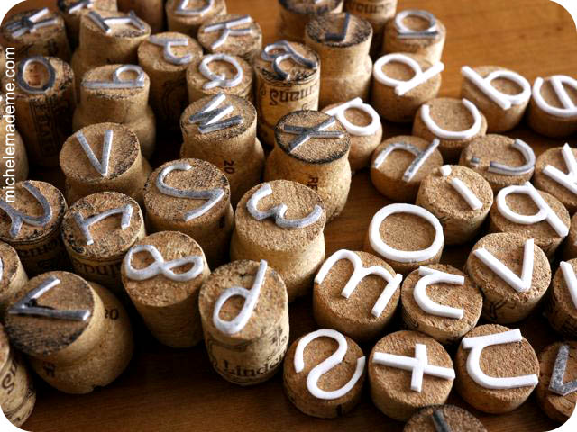 Making Cork Stamps both fonts Michele Made Me