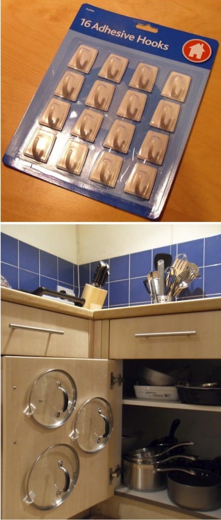 Adhesive-hooks-lid-organizer